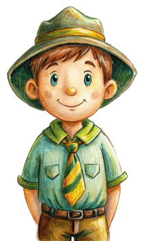 Excited Boy Scout Preparing for Adventure png