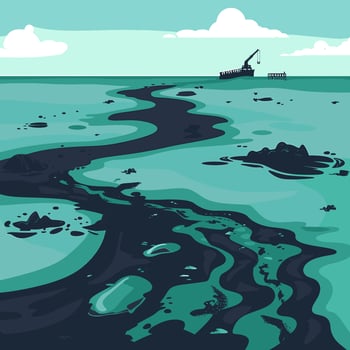 Oil spill spreading across the sea vector