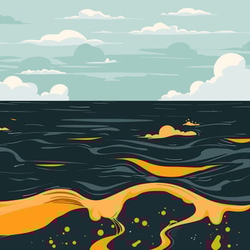 Oil spill spreading across the sea vector