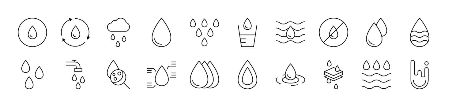 Water Icon Set for UI, Placards, Books, Apps. Editable Stroke. Suitable for Web Sites, Books, Cards, Apps vector