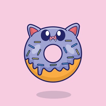 Cute Donut Cartoon Icon Illustration. Food Drink Icon Concept Isolated Premium. Flat Cartoon Style vector