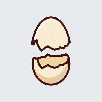 Cute Cracked Egg Cartoon Icon Illustration. Animal Nature Icon Concept Isolated Premium. Flat Cartoon Style vector