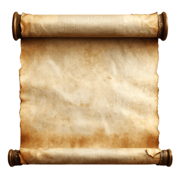 Ancient parchment scroll on transparent background png