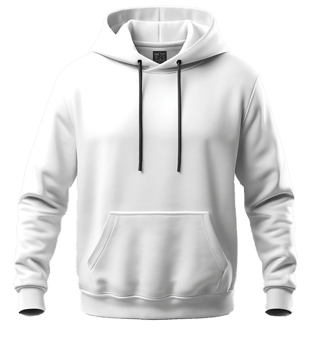 Black hoodie sweatshirt with long sleeves with kangaroo pocket on transparent background png