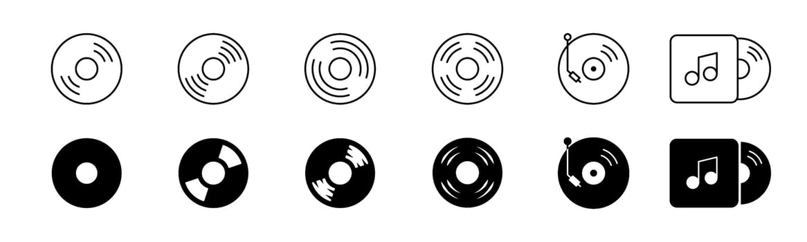 Vinyl disc icon set. Line and solid music vinyl disc icon vector
