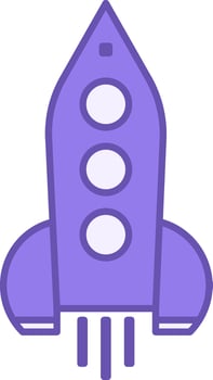 Colored Rocket Icon. Icon of Rocket Taking Off. Space Travel. Registration of the Project Launch. Symbol of Creative Idea vector