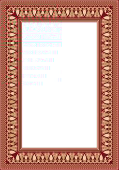 gold and red square Egyptian ornament. Endless Rectangle, Ring of Ancient Egypt. Geometric African frame. vector