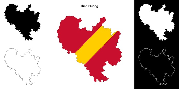 Binh Duong blank outline map set vector