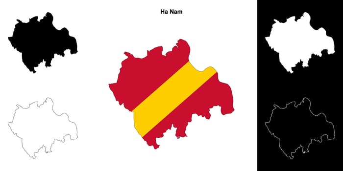 Ha Nam blank outline map set vector