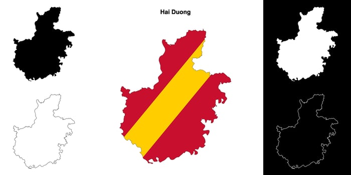 Hai Duong blank outline map set vector