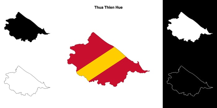 Thua Thien Hue blank outline map set vector