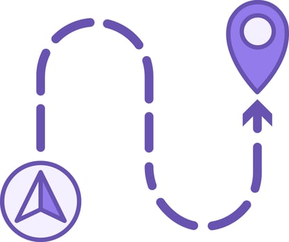 Colored GPS Icon. Shows the Start and End of the Road. Location Sign. Navigation System, Distance Measurement. Road Concept vector