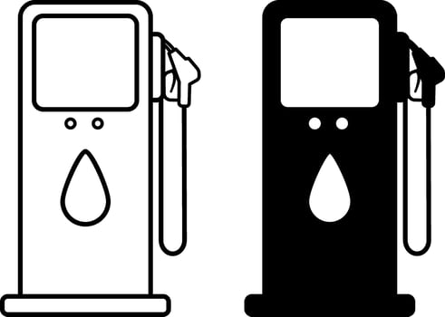 Gas Pump Icons. Black and White Icons. Fuel Pumping Unit for Car. Road Concept vector