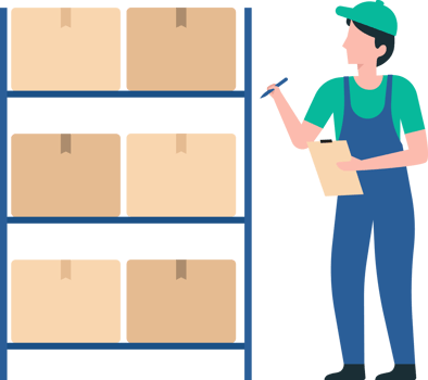 Warehouse Personnel Organizing Stock and Handling Packages. Illustration 01 png