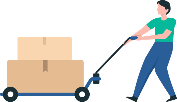 Warehouse Staff Moving Pallets and Organizing Boxes for Shipping. Illustration 02 png