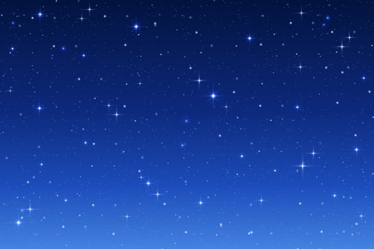 Blue starry night sky background. Dark space. Magic gradient galaxy with twinkles and constellations. Cosmic backdrop. vector