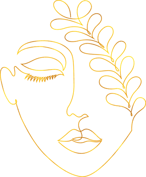 Woman in one line drawing style with golden effect. png