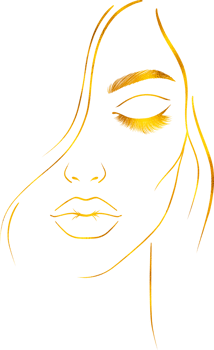 Young woman sketch with golden effect .Hand drawn illustration. png