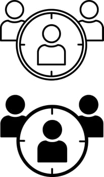 Audience Icons. Black and White Icon. Target market, focus group, public relations. Human Resources Concept vector
