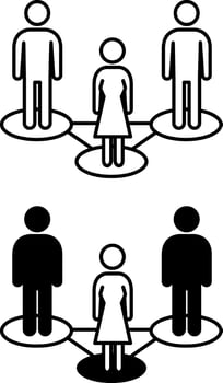 Group Icons. Black and White Icons of People of Different Genders. Women and Men vector