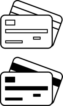 Credit Card Icons. Black and White Icons. Bank Cards from Both Sides. Business And Finance Concept vector