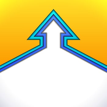 Colorful up arrow with yellow and blue paper layers vector