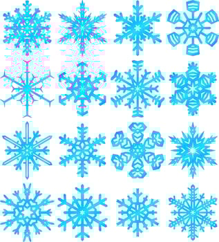 Set of blue snowflakes vector