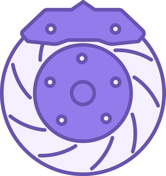 Colored Disc Brake Icon. Icon of Car Brake with Caliper. Vehicle Detail. Car service concept vector