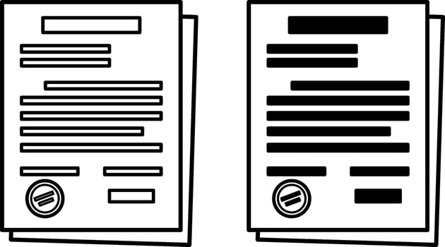 Policies icons. Black and White Icons of Insurance Documents. Accounting Concept vector