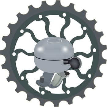 Bicycle bell ringing signaling while riding on the road vector
