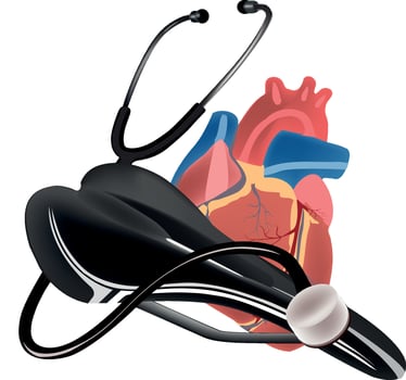 This illustration encourages a heart healthy lifestyle through cycling vector