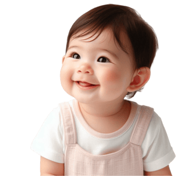Happy Baby Girl with Rosy Cheeks in a Pink Dress png