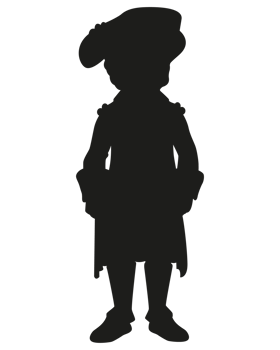 Silhouette of Aristocratic cartoon man of Europe of Renaissance period. France People wearing vintage clothes. Ilustration. png
