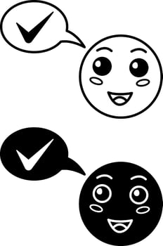 Optimistic Outlook Icons. Black and White Icons of Smiling Human Face. Positive Attitude. Mental Health. Wellness Concept vector