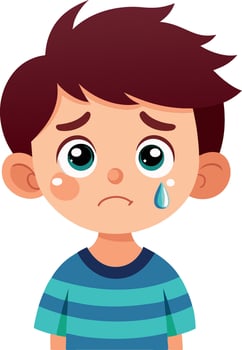 Sad child crying showing negative emotion vector