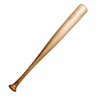 Wooden baseball bat laying down on transparent background png