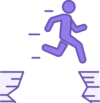 Colored Courage Icon. Icon of a Man Jumping Over a Cliff. Determination, Strength, Confidence, Bravery. Mental Health. Positive Thinking Concept vector