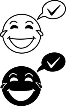 Icons Laugh Often. Black and White Icons of Happy Human Face. Emotions, Feelings. Mental Health. Positive Thinking Concept vector