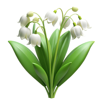 Blooming Lily of the Valley flower 3d illustration isolated on the transparent background png