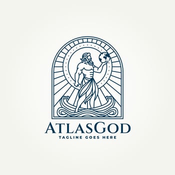 minimalist greek mythology atlas line art icon badge logo illustration design. simple modern god holding earth emblem logo concept vector