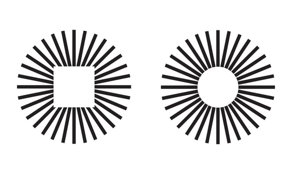 Icon sunburst or spark with square and circle inside it vector
