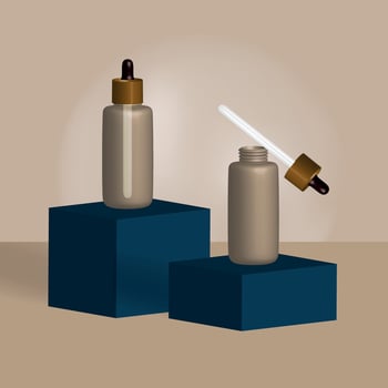 3D rendering. Can be used to create product presentations, labels, packaging for cosmetics, shampoos, care products, vitamins and supplements. Bottles with a pipette. vector