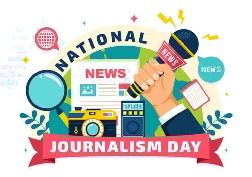 Journalism Recognition Day Illustration Honoring Journalists Efforts with Detailed Press Tools Design vector