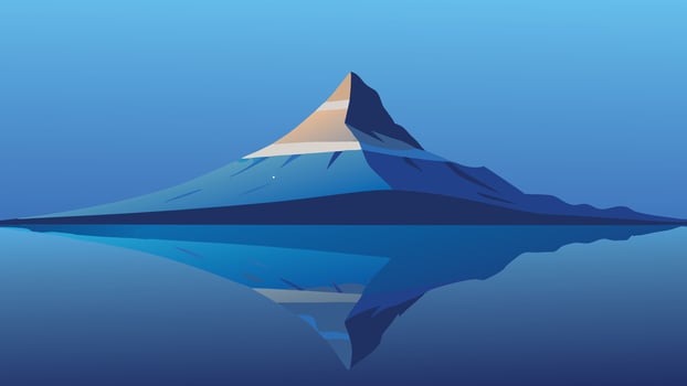 Stunning view of Kirkjufell Mountain in Iceland, showcasing its unique shape against a clear blue sky. flat illustration. vector