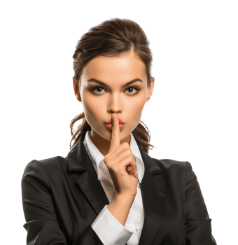 Businesswoman Shush Silence Gesture Isolated on Transparent Background png