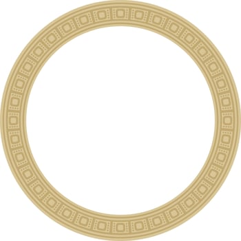 golden round Egyptian ornament. Circle, frame, ring of ancient Egypt.Pattern of lotus flowers and sun vector