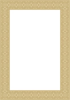 square gold ancient Russian ornament. Slavic rectangle, border, frame. Painting of the royal chambers. vector