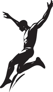 a silhouette of a man jumping in the air vector