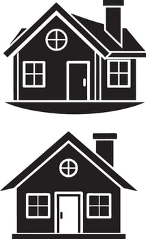 two black and white houses on a white background vector