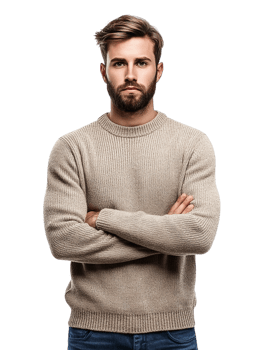 A man in a sweater standing with his arms crossed png